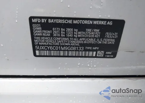 2021 BMW X6 xDrive40I z USA, uszkodzony, nr VIN 5UXCY6C01M9G08133